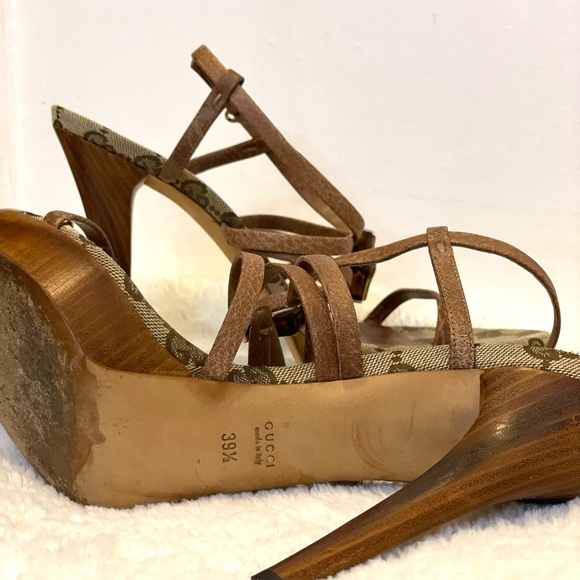 GUCCI LEATHER PLATFORM HEELS - Picture 6 of 9